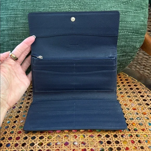 Coach Mid-Y2K Blue Pebbled Leather ID Strap Clutch Wallet - Picture 2 of 6